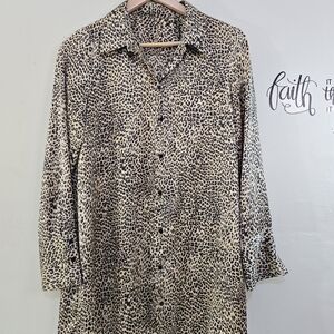 ZARA Leopard Print Oversized Shirt Blouse – Size S – Like New